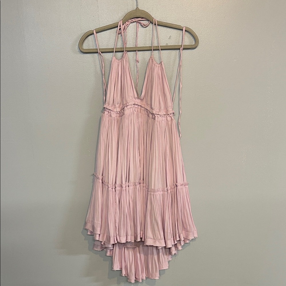 Free People 100 Degrees of Sunshie Mini Dress Size Small Pink‎ Dainty Feminine - Picture 3 of 7